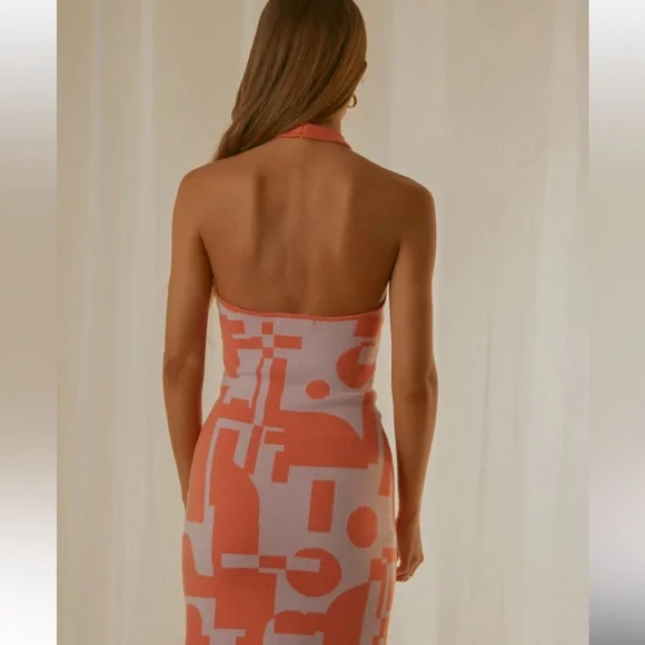 Jorja Knit Mini Dress in Coral Geo from Peppermayo - Picture 5 of 14